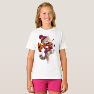 Camiseta Gato Violinista Otoño Adorable
