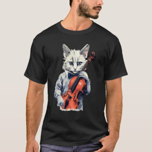 Camiseta Gato Violinista Vintage Música de Violín Músico d