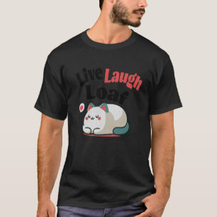 Camiseta Gato Vive Ríe Pan Sobrepeso Divertido Cita Grande