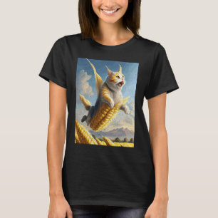 Camiseta Gato Volando Maíz En La Cob