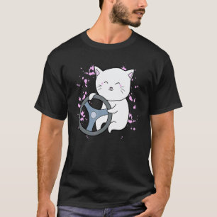 Camiseta gato volante rueda conductor manillar conduciendo 