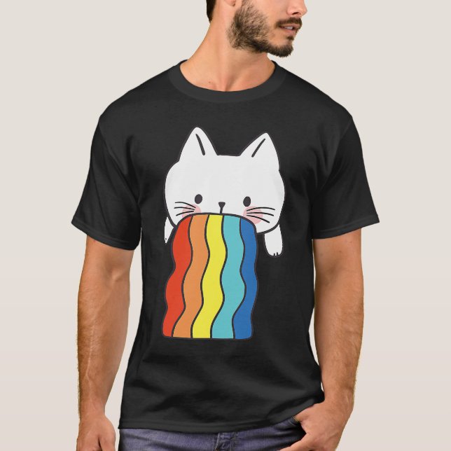 Camiseta Gato Vómito Gato del Gato del Arcoiris Vómito colo (Anverso)