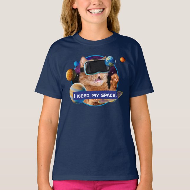 Camiseta Gato VR en el espacio (Anverso)
