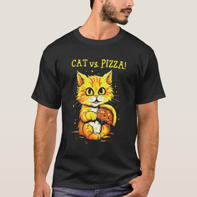 Camiseta Gato vs pizza: la perseverancia maúlla recompensa (Anverso)