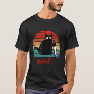 Camiseta Gato W Negro Gato Ous Gato Con Cuchillo