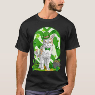 Camiseta Gato Wirehair Duende Trebol Afortunado San Patrici
