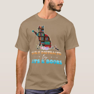 Camiseta Gato y amante de los libros fácilmente distrados p