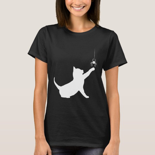 Camiseta Gato y araña en silueta (Anverso)
