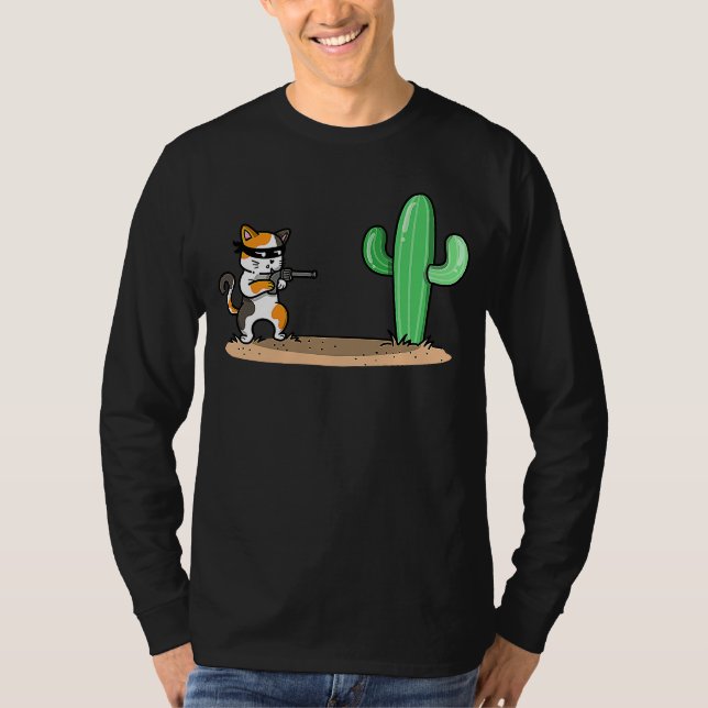 Camiseta gato y cactus (Anverso)