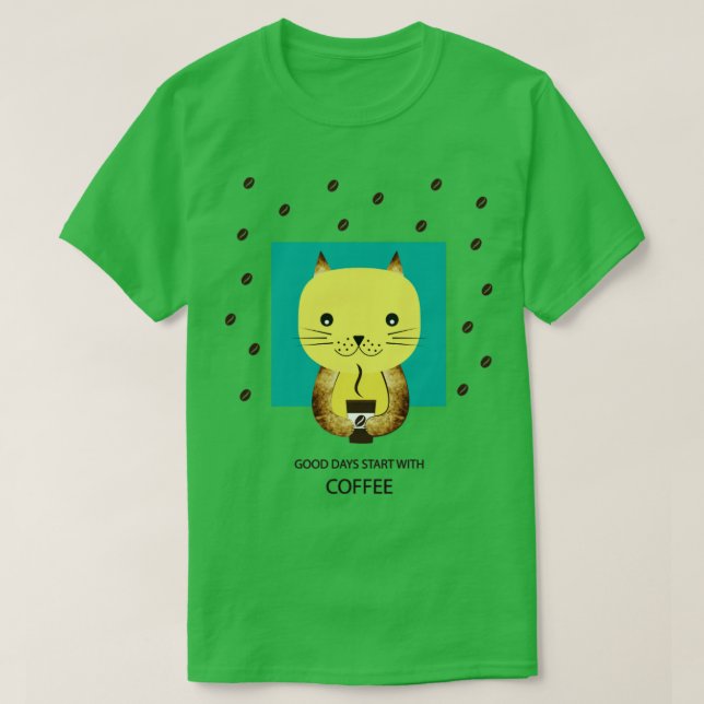 Camiseta Gato y café (Diseño del anverso)