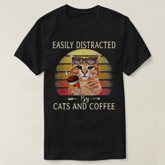 Camiseta Gato y café 1 (Diseño del anverso)