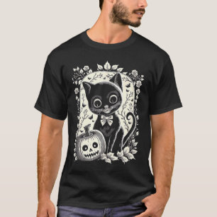 Camiseta Gato y calabaza Cute Retro de Halloween Jack o' la