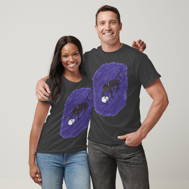 Camiseta Gato y calavera (Unisexo)
