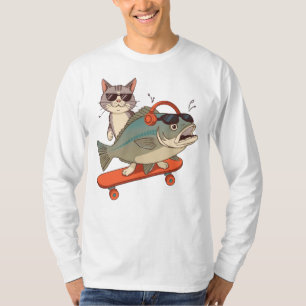 Camiseta Gato y carpa Guay en Skateboard