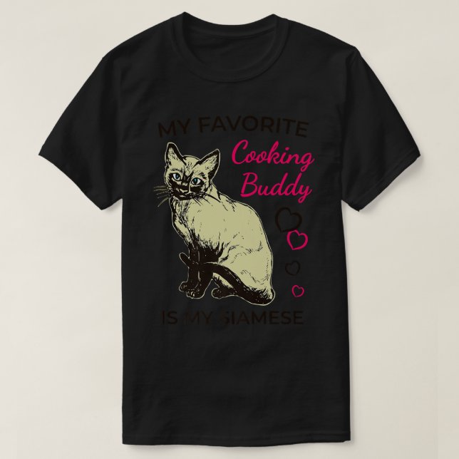Camiseta Gato y cocina siameses (Diseño del anverso)