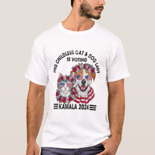 Camiseta Gato Y Dama De Perro Sin Hijos Votan Kamala Harris