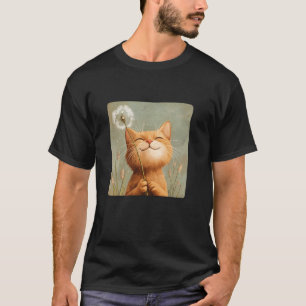 Camiseta Gato y Dandelion Magia para un Toque Suave y Soñad