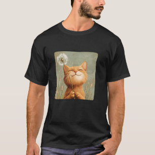 Camiseta Gato y Diente de León Magia para un Toque Suave y 