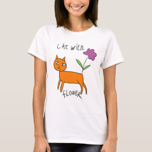 Camiseta Gato y flor