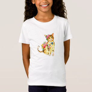 Camiseta Gato y flores