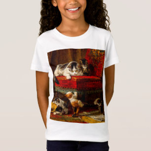 Camiseta Gato y gatitos jugando con silla