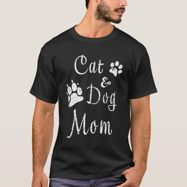 Camiseta Gato Y Mamá Perra Gatito Y Cachorro Mamá Kitty Y P (Anverso)