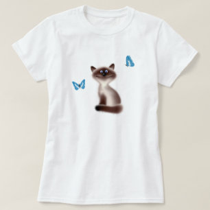 Camiseta Gato y mariposas astutos