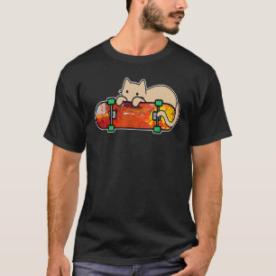 Camiseta Gato y monopatín Arte de cubierta de gato tímido h
