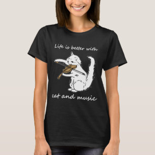 Camiseta Gato y música, regalo para los amantes del gato y