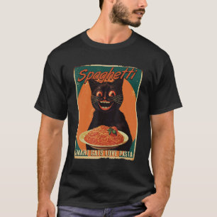 Camiseta Gato y Pasta Gatos Inteligentes Aman Espaguetis Mu
