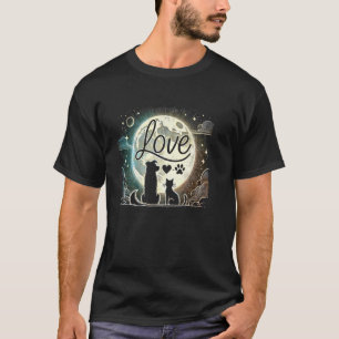 Camiseta Gato y Perro Adorable Amor Para Mujeres Adolescent