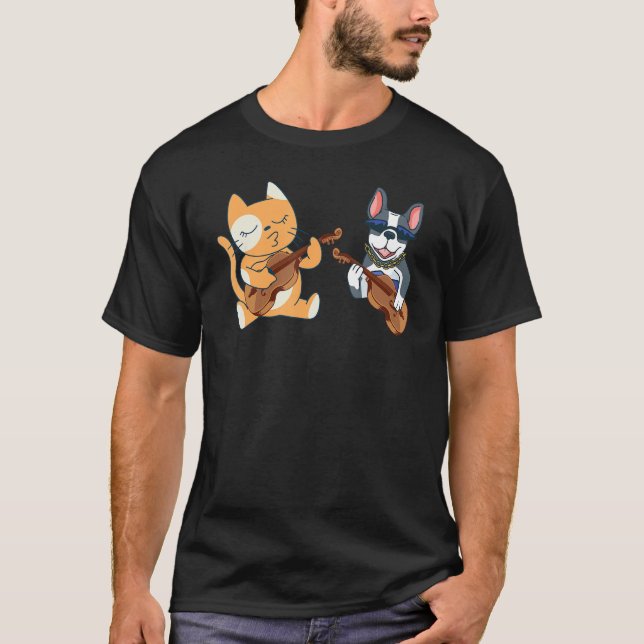 Camiseta Gato Y Perro Animales Doble Jugadores De Ayuda Dob (Anverso)