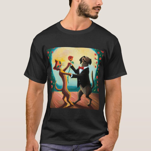 Camiseta Gato Y Perro Bailando Tango En Club De Baile, Arte (Anverso)