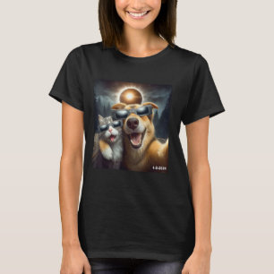 Camiseta Gato Y Perro Del Eclipse Solar De 2024 Con Eclip S