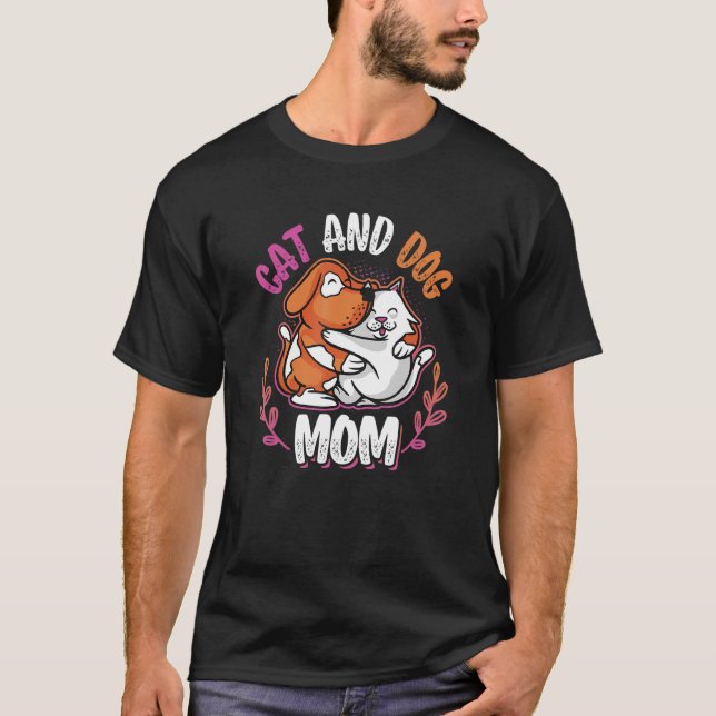 Camiseta Gato Y Perro Mamá Mascotas Perro Y Mamá (Anverso)