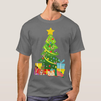 Camiseta Gato y perro navidades bajo el árbol de Navidad