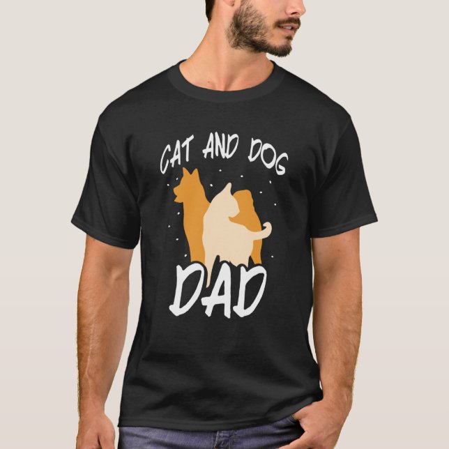 Camiseta Gato Y Perro Papá Perros Gatos Padre Papá Papá Pap (Anverso)