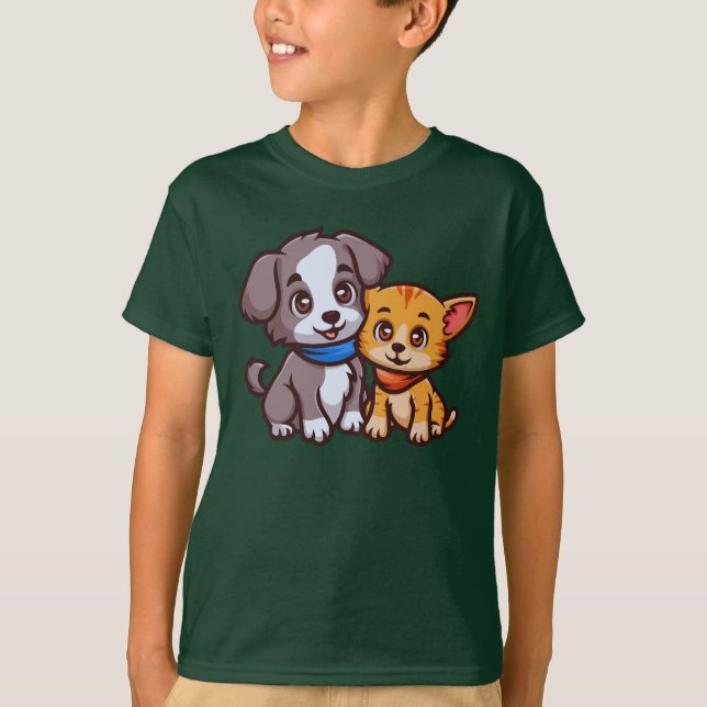 Camiseta Gato y perro para los amantes de los animales (Anverso)