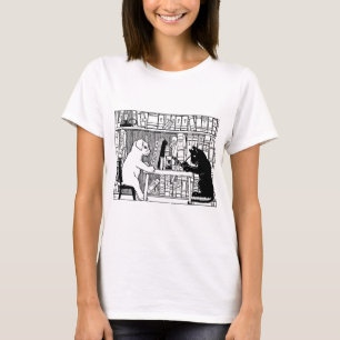 Camiseta Gato y perro vintage Biblioteca libresca Literaria