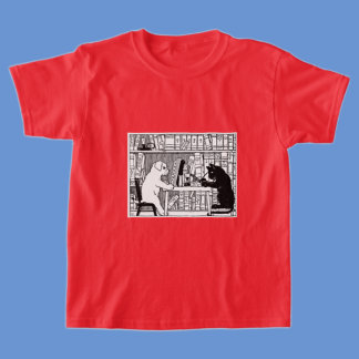 Camiseta Gato y perro vintage Biblioteca libresca Literario