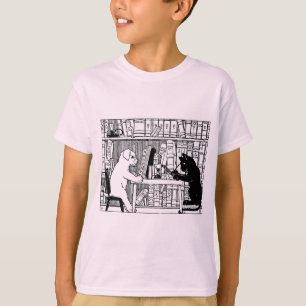 Camiseta Gato y perro vintage Biblioteca libresca Literario