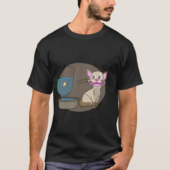 Camiseta Gato y pez pequeño (Anverso)