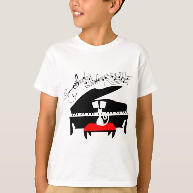 Camiseta Gato y piano (Anverso)