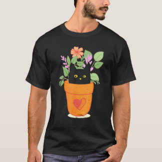 Camiseta Gato y planta para jardinero de plantas jardinería