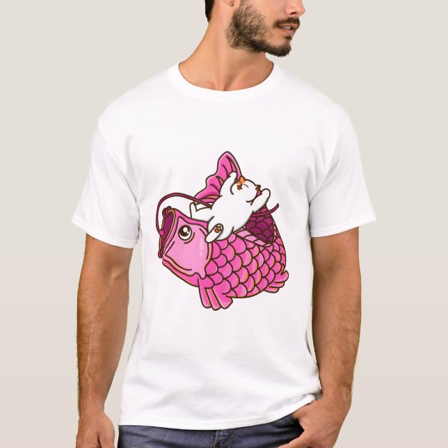 Camiseta Gato y rosa Koinobori (Anverso)