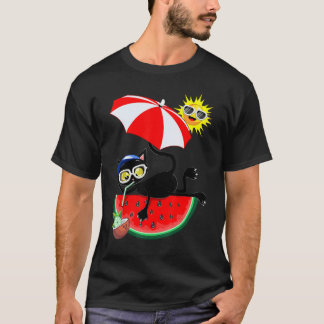 Camiseta Gato y sandía jugosa Verano relajado Chicos Chicas