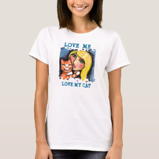 Camiseta Gato y señora rubia T-Shirt