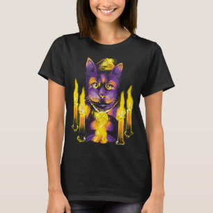 Camiseta Gato y velas Wiccan Wicca Bruja haciendo magia Pag