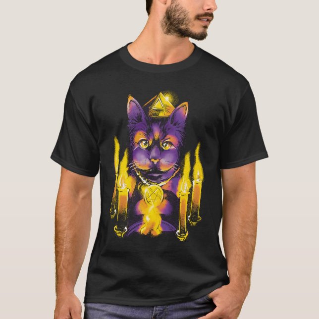 Camiseta Gato y Velas Wiccan Wicca Witch Making Magic Paga (Anverso)