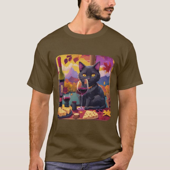 Camiseta Gato y vino (Anverso)